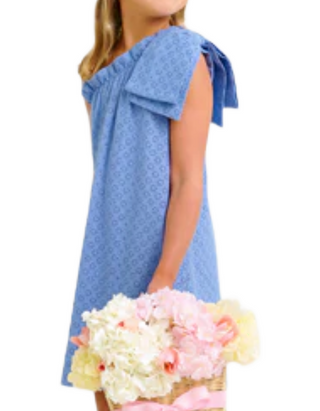 The Beaufort Bonnet Company Maebelle Eyelet Bow Dress in Blue