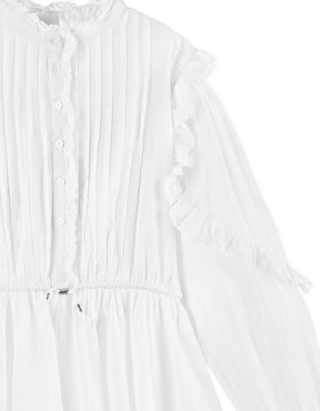 Zadig & Voltaire Girls' Cotton Ruffle Sleeve Woven Dress in White