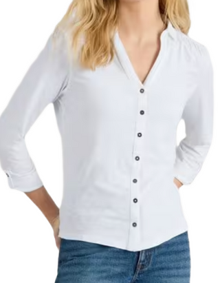 Women's Long SLeeve Annie Jersey Shirt in Brilliant White