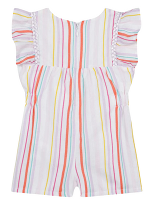 Carrement Beau Girl's Frilly Striped Babysuit in Multicolor