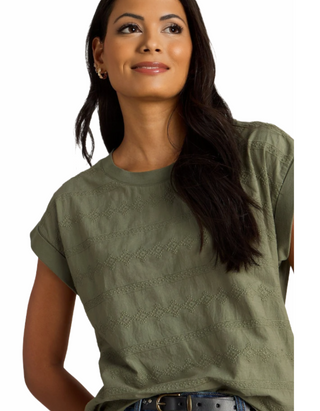Women's Short Sleeve Betty Broderie T-Shirt in Green