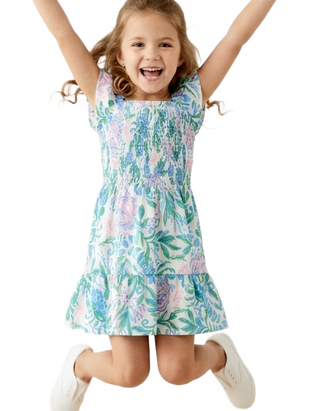 Lilly Pulitzer Mini Jilly Dress in Resort White Shell Collector in Multi Floral Weed