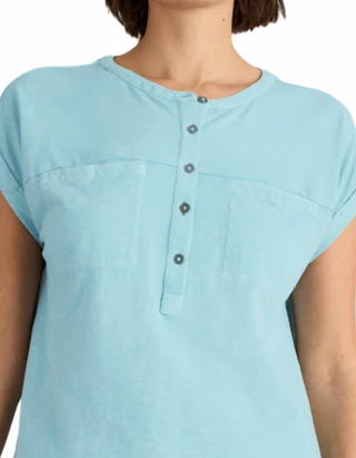 Women's Short Sleeve 100% Cotton Beth Jersey Blouse in Blue