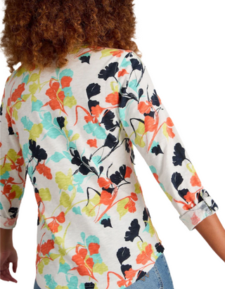 Women's Long Sleeve Annie Printed Jersey Cotton Shirt in White Mix