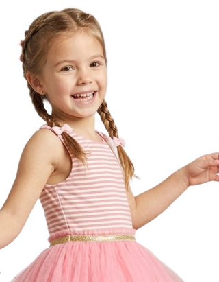 Mini Boden Girls' Jersey Tulle Mix Dress in Baby Pink