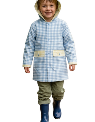 The Beaufort Bonnet Company Liquid Sunshine Slicker Raincoat in Buckhead Blue Gingham