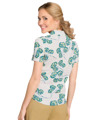 Women's Short Sleeve Penny Pocket Shirt In White Floral