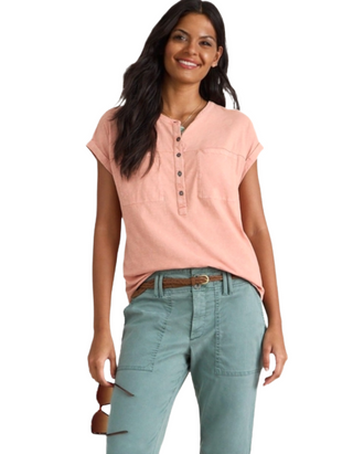 Women's Short Sleeve 100% Cotton Beth Jersey Blouse in Dusty Pink