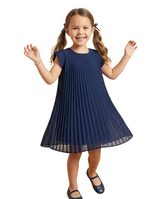 Beaufort Bonnet Company Girls' Piper Pleated Dress in Nantucket Navy