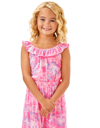 Lilly Pulitzer Girls' Zetta Midi Dress in Pink Multi