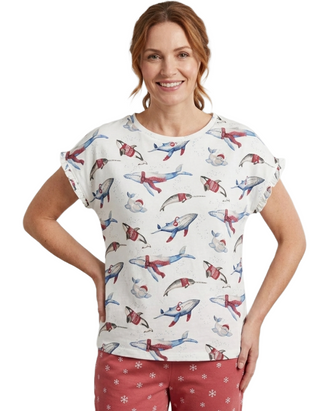 Women's Shelter Ivory Shelter Pyjama Top in Wilson Whale (Imperfect)