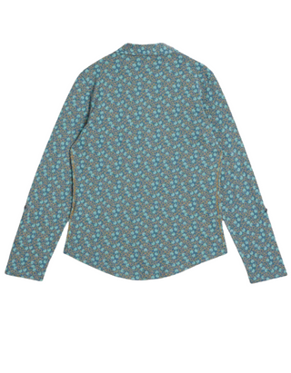 Women's Annie Cotton Jersey Shirt in Spotted Green Spirals