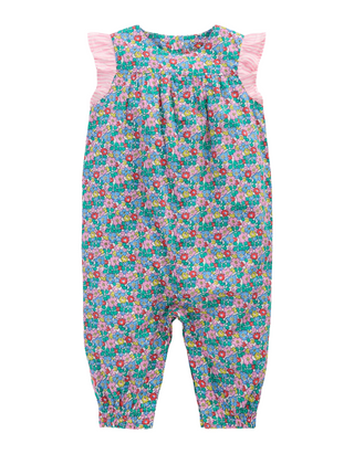 Mini Boden Kids Woven Ruffle Sleeve Romper in Multi Flowerbeds