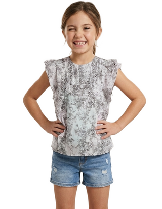 Zadig & Voltaire Girls' Printed Ruffle Blouse in White Woods