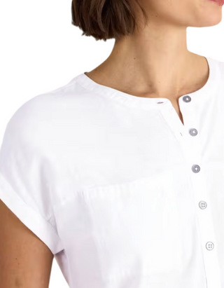 Women's Short Sleeve 100% Cotton Beth Jersey Blouse in Solid White