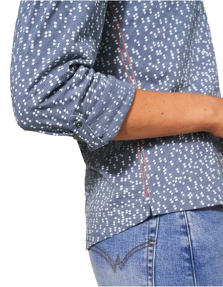 Women's Annie Cotton Jersey Shirt in Spotted Grey Print