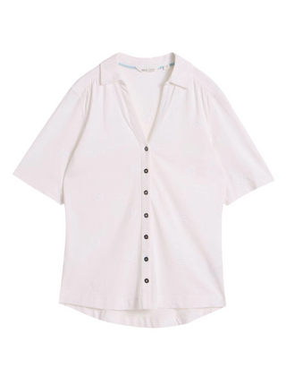 Women's Short Sleeve Annie Embroidered Shirt in White