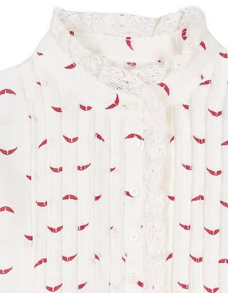 Zadig & Voltaire Girls' Pintuck Logo Blouse  in Cream
