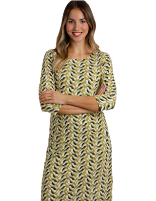 Women’s Starshine Organic Cotton Jersey Dress in Warm Olive Bright