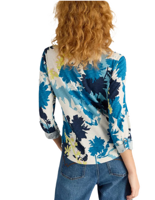 Women's Annie Abstract Printed Jersey Shirt in White/Mlt