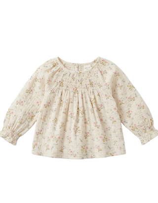 Bonton Baby Smokee Creme Daisy Top in Beige