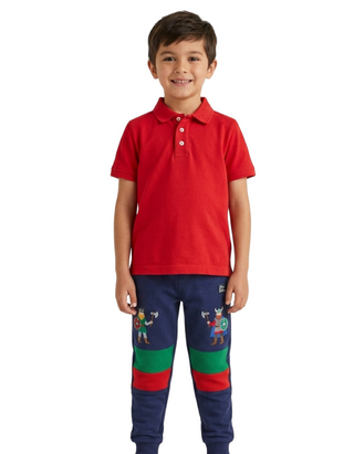 Mini Boden Boys Piqué Polo Shirt in Brilliant Red