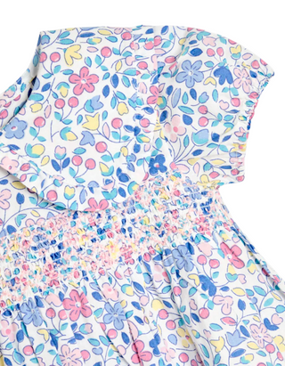 Jojo Maman Baby Ditsy Floral Smocked Woven Dress in Pink Cherry