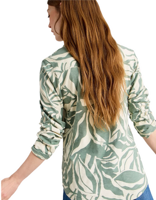 Women's Allie Tree Print Long Sleeved Cotton Shirt in Green Print