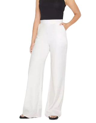 Women's Wide Leg Elasticated Waistband Trousers in White