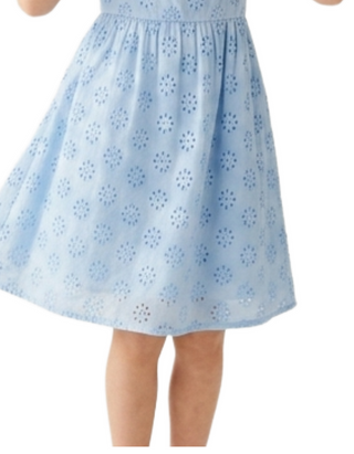 John Lewis & Partners Girls' Puff Sleeve Broderie Dress in Blue