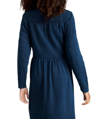 Women's Long Sleeve Ray Jersey Midi Dress in Mid Denim