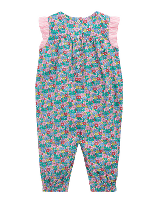 Mini Boden Kids Woven Ruffle Sleeve Romper in Multi Flowerbeds