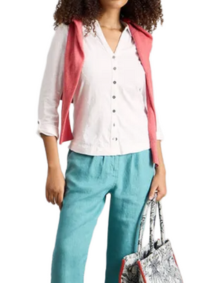 Women's Anne Embroidered Jersey Shirt in Brilliant White