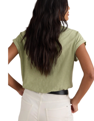 Women's Short Sleeve 100% Cotton Beth Jersey Blouse in Dusty Green