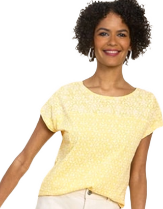 Women's Anthea Embroidery Printed Top in Yellow