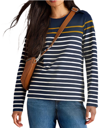 Women's Whitney Stripe Long Sleeve Top in Navy Multi