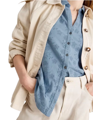 Women's Annie Broderie Jersey 100% Cotton Shirt in Blue (Imperfect)