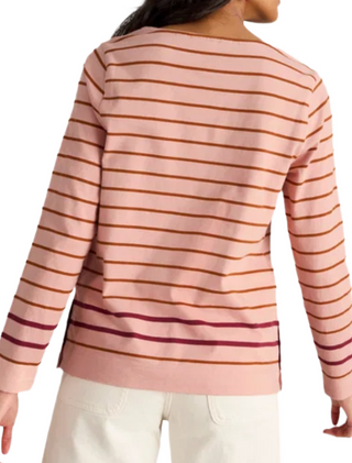 Women's Long Sleeve Willow Stripe Button Hem Top in Pink