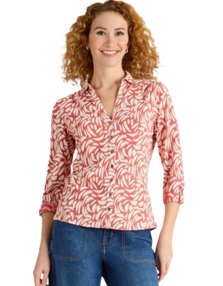 Women's Annie Jersey Stroke Printed Shirt in Pink Mix