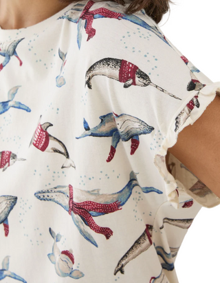 Women's Shelter Ivory Shelter Pyjama Top in Wilson Whale (Imperfect)