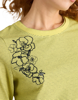 Women's Clara Embroidered Long Sleeve T-Shirt in Green Mix