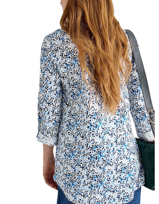 Women's Printed Annie Longline Shirt in Blue Spot