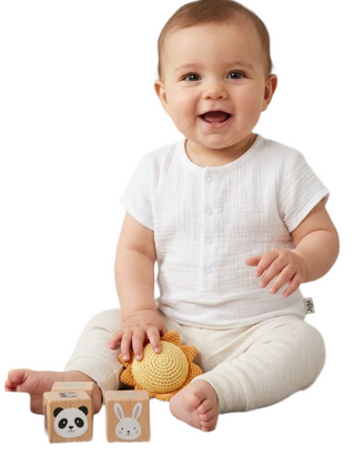 Jojo Manan Baby Cheesecloth Bodysuit in White