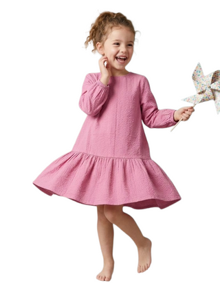John Lewis & Partners Girls' Textured Dress in Dusty Pink