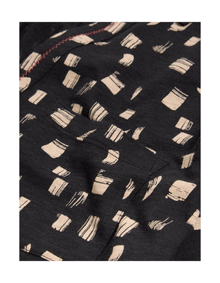 Women's Annie Longline Color Block Print Cotton Shirt in  Black Mix
