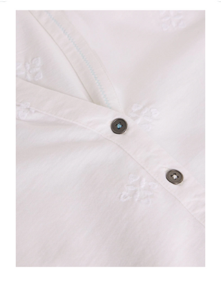 Women's Short Sleeve Annie Embroidered Shirt in White