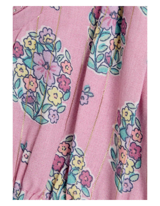 JoJo Maman Bébé Floral Bouquet Sparkle Frill Sleeve Jumpsuit in Pink