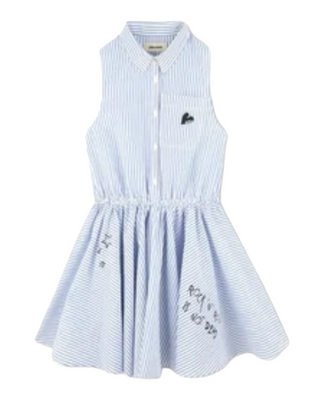 Zadig & Voltaire Girl's Striped Day Dress in Electric Blue