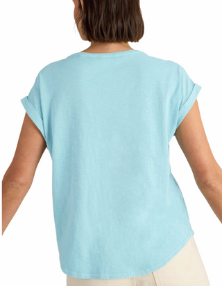 Women's Short Sleeve 100% Cotton Beth Jersey Blouse in Blue
