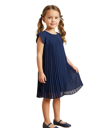 Beaufort Bonnet Company Girls' Piper Pleated Dress in Nantucket Navy